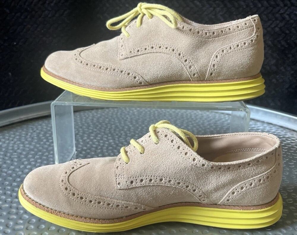 Women's Cole Haan Lunargrand Beige Wingtip Oxford Shoes 7B